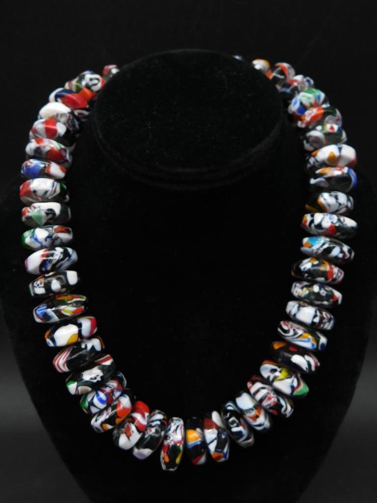 ANTIQUE GABRI HEAVY GLASS BEADED NECKLACE VINTAGE ANTIQUE: ANTIQUE GABRI HEAVY GLASS BEADED NECKLACE VINTAGE ANTIQUE