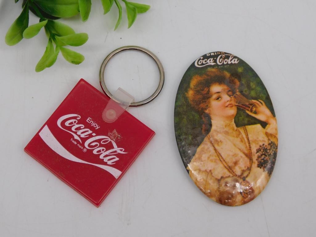 COCA-COLA COKE ADVERTISING POCKET MIRROR AND KEYCHAIN: COCA-COLA COKE ADVERTISING POCKET MIRROR AND KEYCHAIN