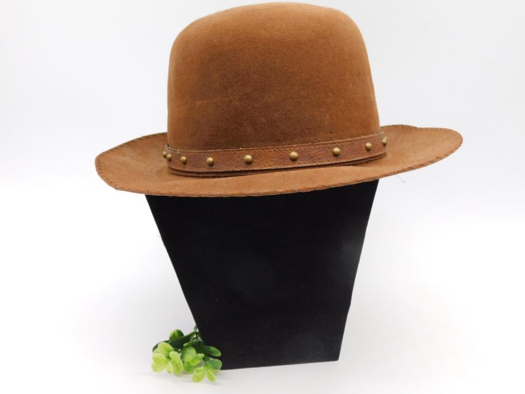 GRABERS GENUINE SUEDE HAT VINTAGE ANTIQUE: GRABERS GENUINE SUEDE HAT VINTAGE ANTIQUE