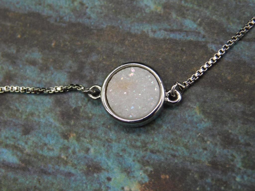 Adjustable Druzy Quartz Bracelet in Silver-Tone Setting - 2