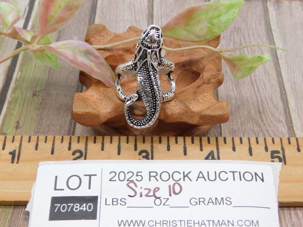 Silver Tone Ring, Size 10 - 3