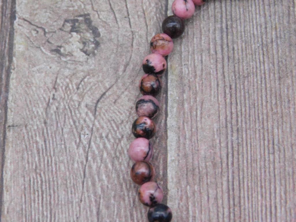 Rhodonite Beaded Stone Bracelet - 2