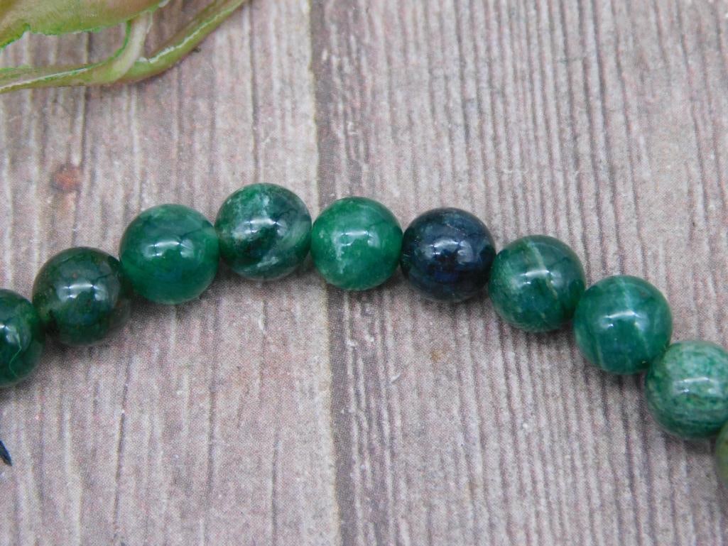 Green Stone Bead Stretch Bracelet - 2