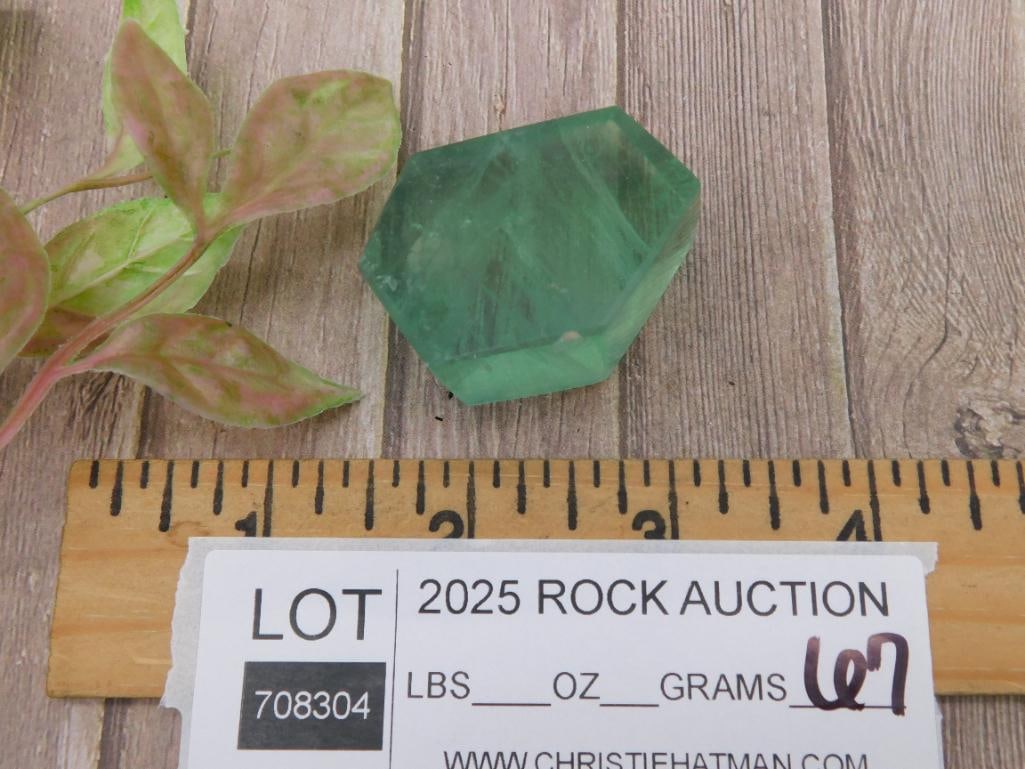 Green Hexagonal Fluorite Stone Lapidary Specimen - 3