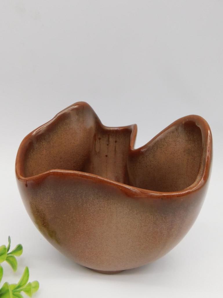 FRANKOMA BROWN FREE FORM VASE PLANTER VINTAGE ANTIQUE: FRANKOMA BROWN FREE FORM VASE PLANTER VINTAGE ANTIQUE