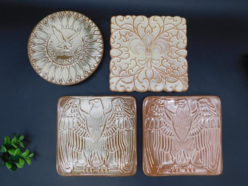 FRANKOMA POTTERY TRIVETS VINTAGE ANTIQUE: FRANKOMA POTTERY TRIVETS VINTAGE ANTIQUE
