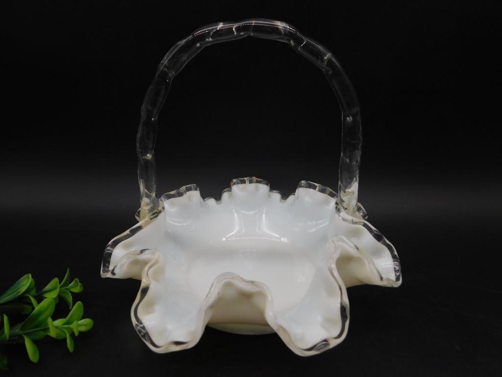 FENTON SILVER CREST BASKET VINTAGE ANTIQUE: FENTON SILVER CREST BASKET VINTAGE ANTIQUE