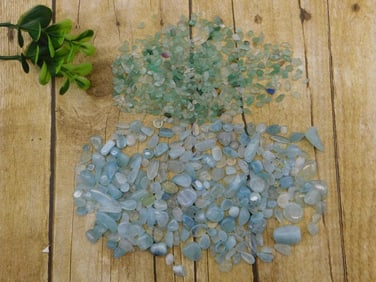 AQUAMARINE AND AVENTURINE GEMSTONES ROCK STONE LAPIDARY SPECIMEN