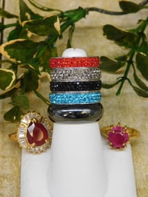 MIXED STONE RINGS ROCK STONE LAPIDARY SPECIMEN