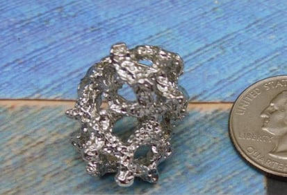 SILVER TONE RING ROCK STONE LAPIDARY SPECIMEN