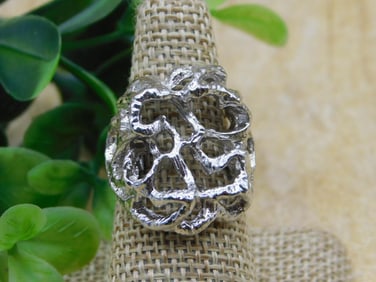 SILVER TONE RING ROCK STONE LAPIDARY SPECIMEN