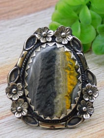 BUMBLEBEE JASPER ADJUSTABLE RING ROCK STONE LAPIDARY SPECIMEN