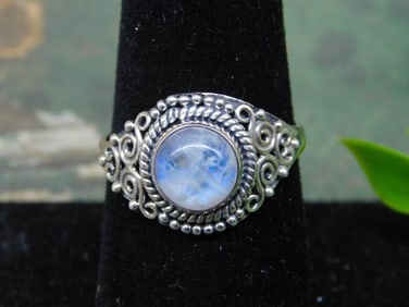 STERLING SILVER MOONSTONE RING SIZE 8.5 ROCK STONE LAPIDARY SPECIMEN