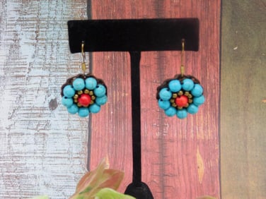 FLORAL TURQUOISE FASHION EARRINGS