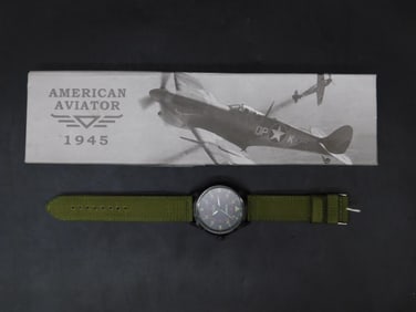 American Aviator 1945 Watch With Olive Green Band