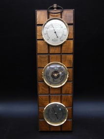 Wood and Brass Wall-Mounted Weather Station