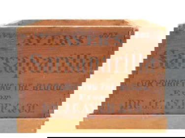 Ayer?s Sarsaparilla Wooden Crate with Stenciled Graphics