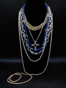 Collection of Beaded and Chain Necklaces With Cross Pendant