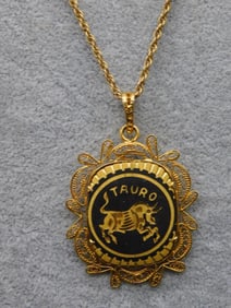 Gold-Filled Chain Necklace with Taurus Medallion Pendant