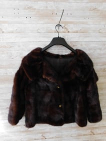 Brown Fur Coat with Two-Button Design and Lining