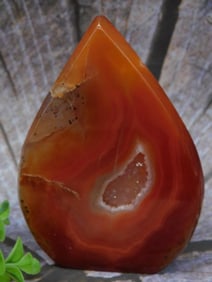 Polished Agate Freeform Display With Geode Center Rock Stone Lapidary Specimen