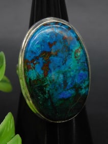 Sterling Silver and Chrysocolla Size 7 Statement Ring