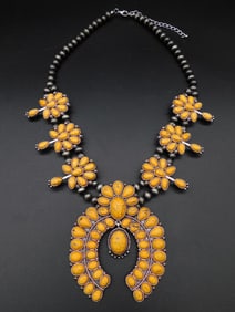 COSTUME JEWELRY SQUASH BLOSSOM NECKLACE