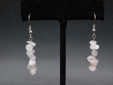 ROSE QUARTZ EARRINGS ROCK STONE LAPIDARY SPECIMEN