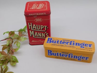 Lot of 2 Tin Containers: Hauptmann's Cigar and Butterfinger