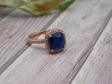 Ring with Blue Gemstone, Size 7