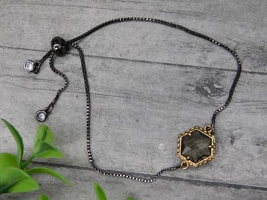 Black Chain Bracelet with Hexagonal Pendant
