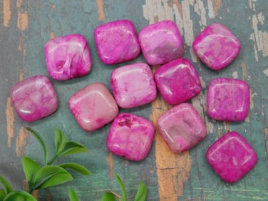 Set of 12 Square Pink Polished Gemstone Cabochons