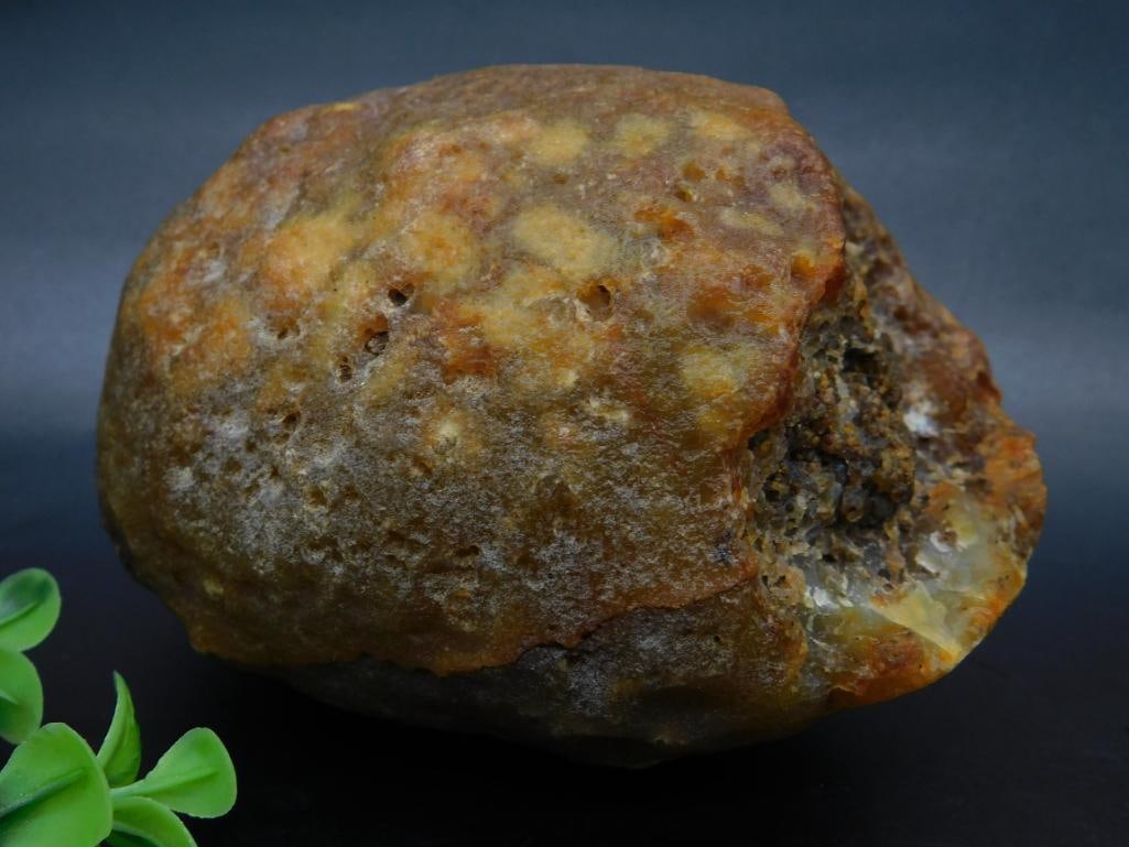 BRAZILIAN AGATE Specimen Weighing 2.025 Lbs: Unique rough rock specimen weighing 2.025 lbs. Features natural surface texture and coloration. Perfect for collectors or enthusiasts.