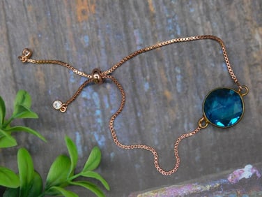 Rose Gold Bracelet With Blue Stone