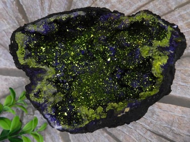 Vibrant Geode Specimen with Green and Blue Crystals
