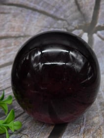 Polished Deep Purple Glass Sphere with Display