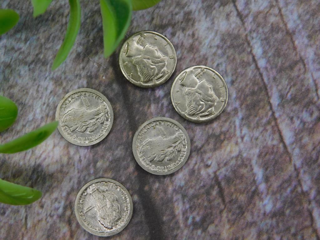Lot of 5 Mini Coins: This lot features 5 mini coins, each showcasing front and reverse designs. Coins appear in circulated condition with details of wear visible. A great addition for collectors of historical U.S. coins.