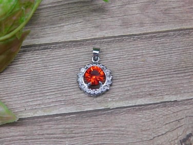 Round Orange Gemstone Pendant