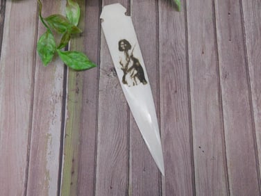 Decorative Polished Bone Blade with Native American-Inspired Artwork