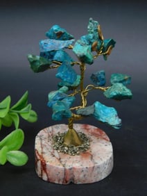 Wire Gemstone Tree With Stone Base
