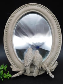 Oval Wall Mirror With Bird Motif Design