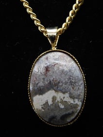Gold-Tone Necklace With Stone Pendant