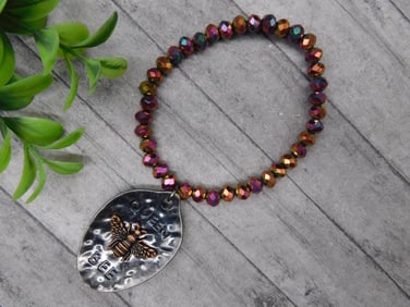 Beaded Bracelet With Bee Pendant