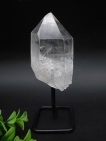 Clear Quartz Crystal Specimen on Stand