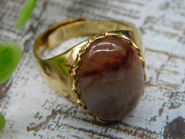 Gold-Tone Ring With Oval Stone Accent For 2024 Auction
