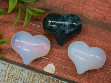 Set of Three Polished Heart-Shaped Stones