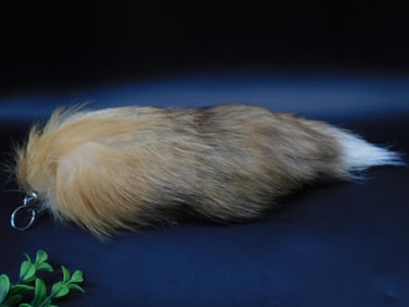 Red Fox Tail Accessory with Metal Ring Attachment