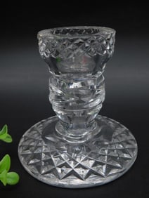 Pressed Glass Candle Holder with Geometric Design