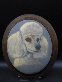 Oval Portrait of Dog in Wooden Frame