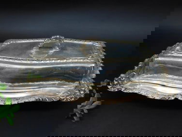 Silver-Plated Covered Serving Dish by L.S.S. Mueller Co. with Ornate Rim